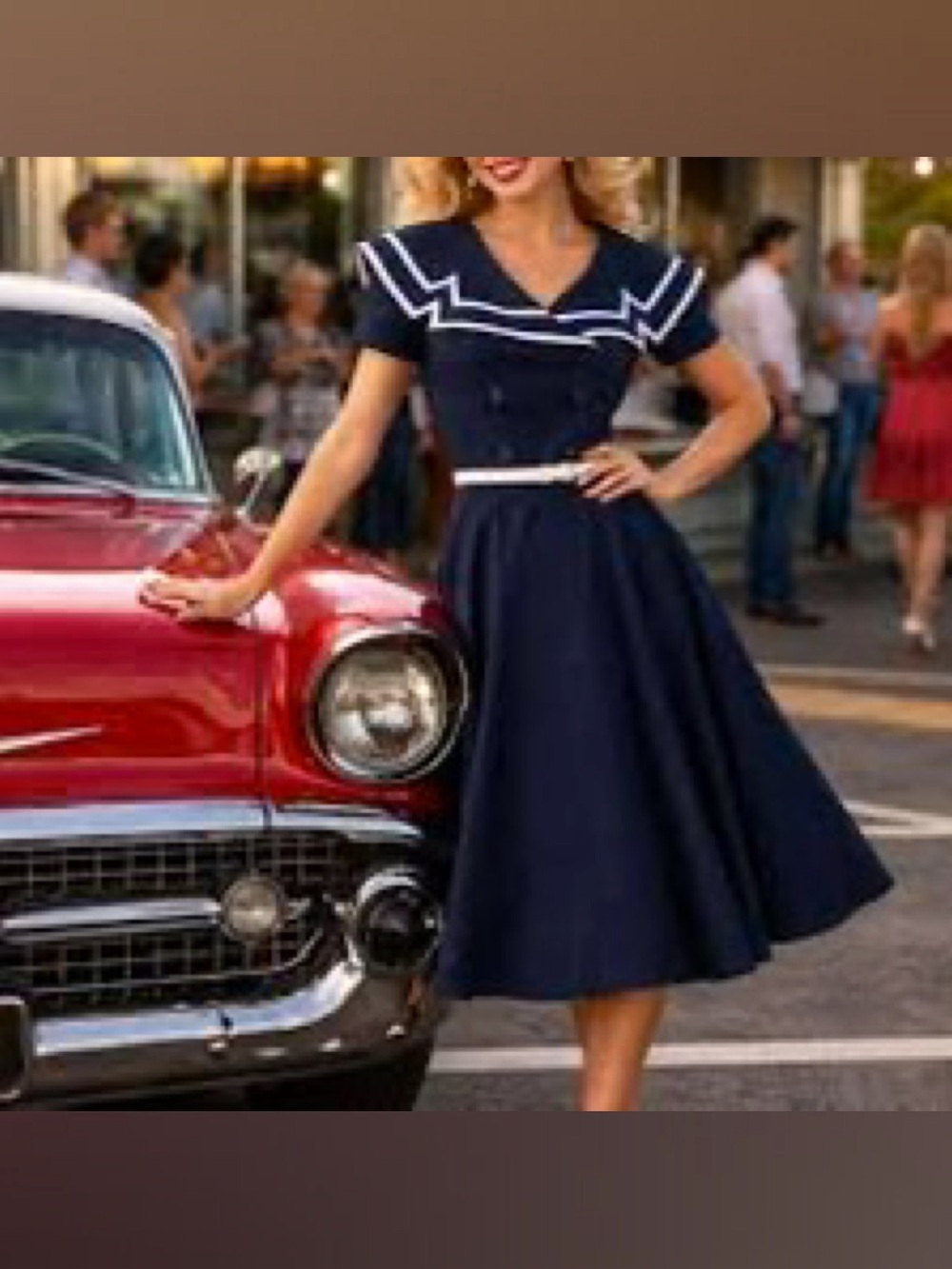 Bettie Page by Tatyana Captain Circle Dress - Vintage Inspired Sailor Dress - XL